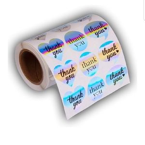 70 Rainbow Hologram thank you stickers